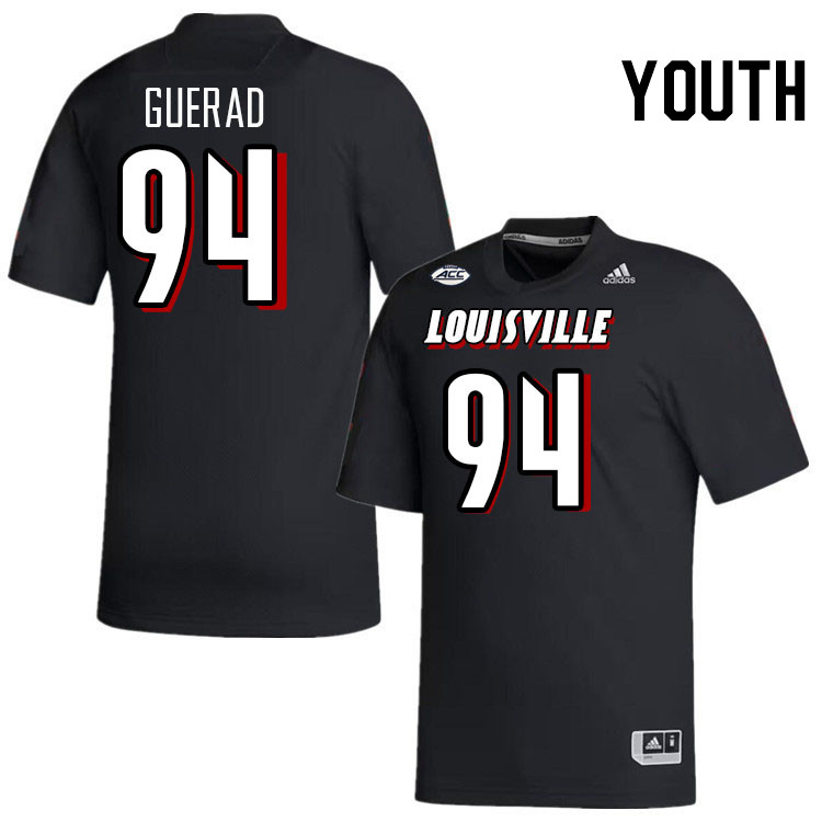 Youth #94 Jordan Guerad Louisville Cardinals College Football Jerseys Stitched-Black